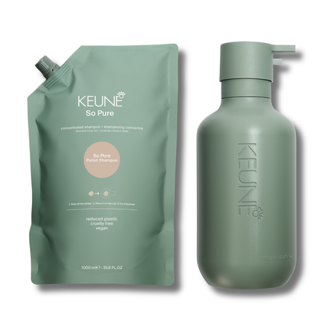 Keune So Pure Polish Shampoo 1 000 ml + Bottle